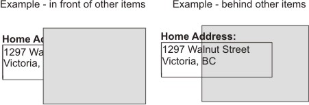 An image of an example displaying a colored box in front and then behind a field.