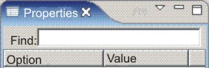 An image of the Properties view displaying Find function.